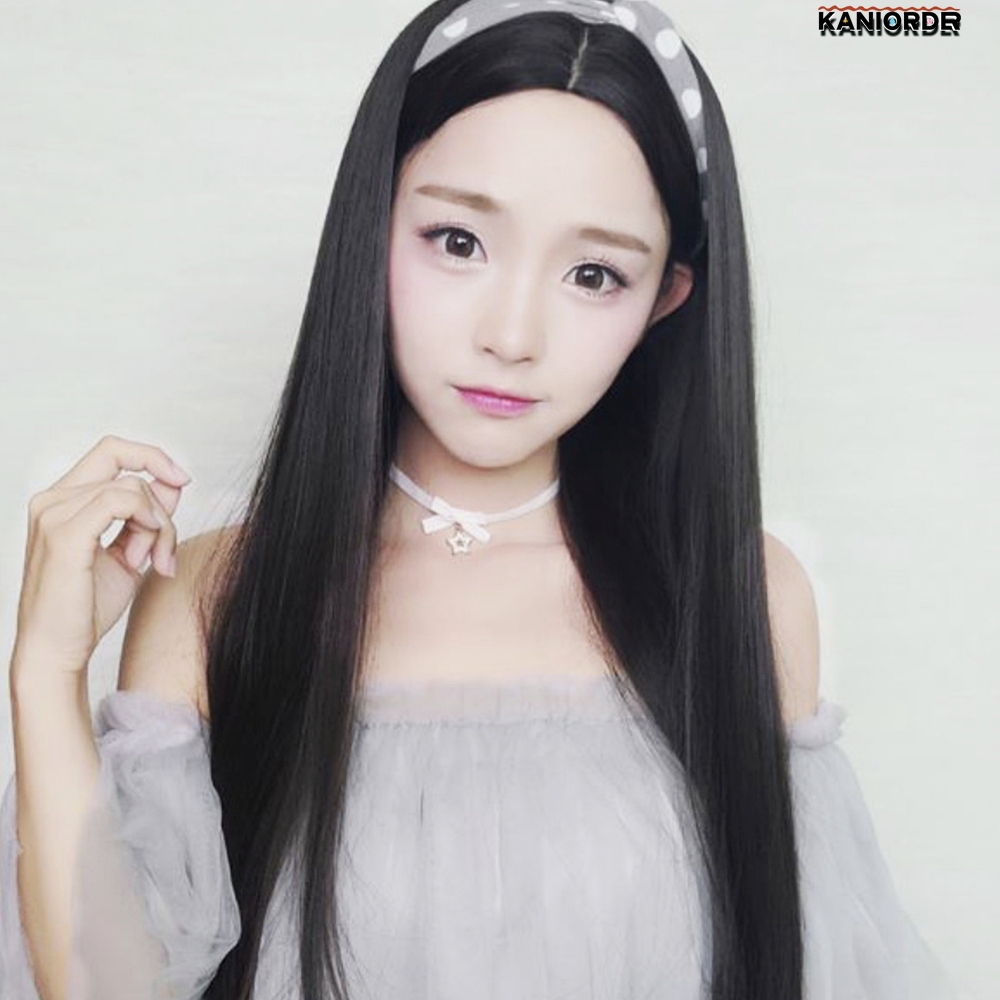 패션 가발 긴 생머리 코스프레 여성 자연스러운 통가발 롱 블랙 - 상품 이미지