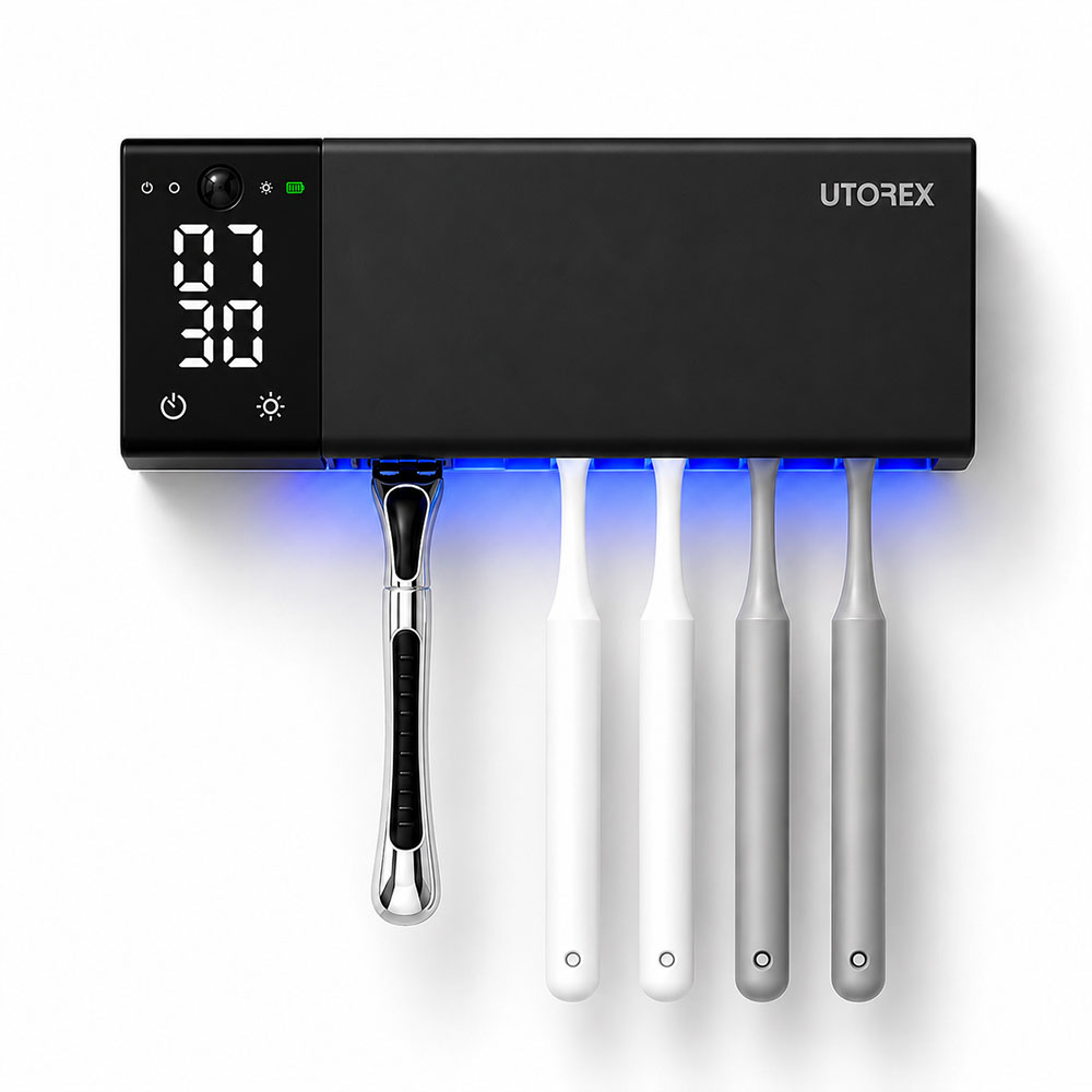 유토렉스 UV-C살균 히팅건조살균 송풍건조 벽걸이 무선칫솔살균기 네오큐브 블랙 1+1 - 상세 이미지 2