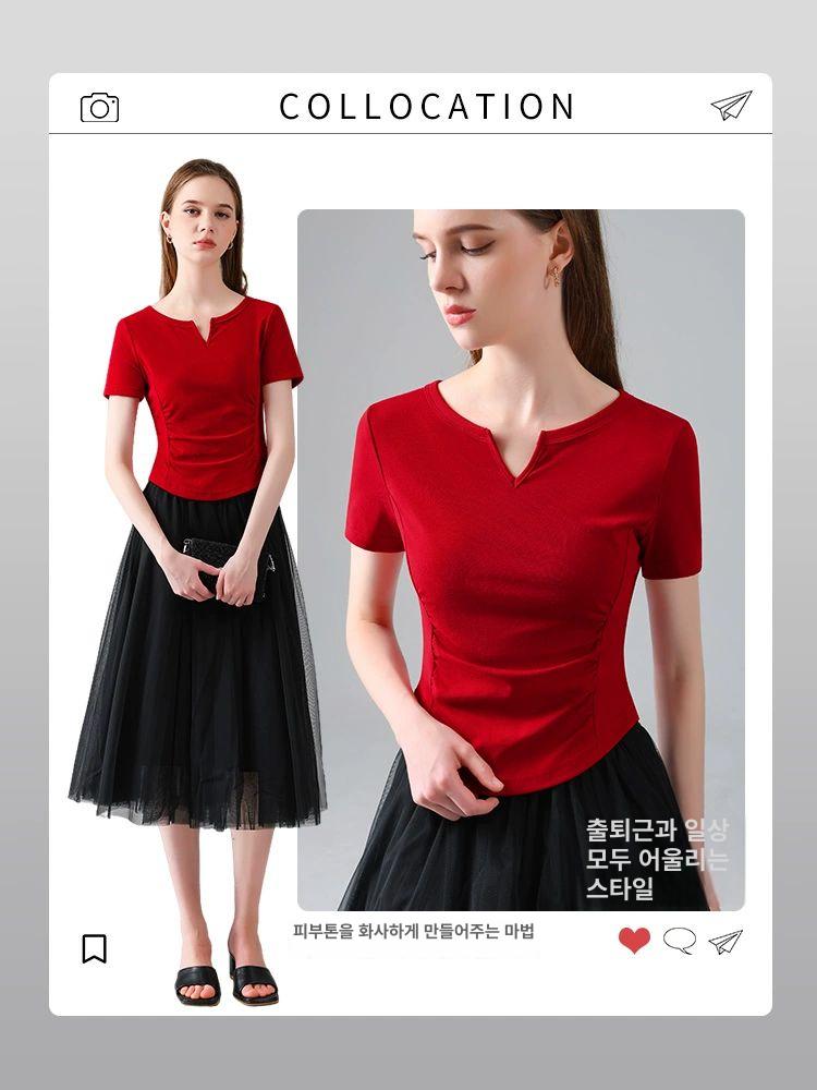 댄스복 성인 의류 티셔츠 라인댄스복장 라틴 상의 현대무용 빅사이즈 반팔 여름 여성 연습 - 상세 이미지 5