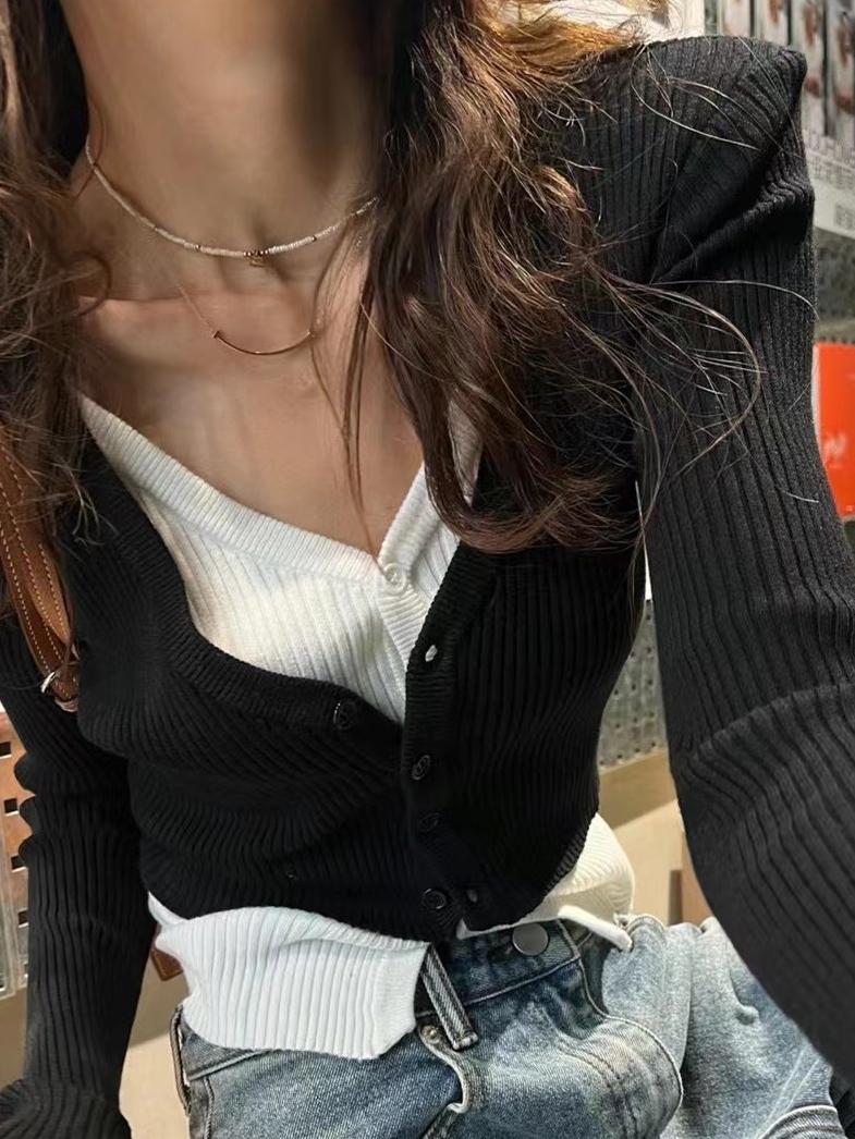 핫핑크 골지 빅사이즈 볼레로 여름 여성 뜨개 여대생 여름패션 캐주얼 가디건 - 상세 이미지 4