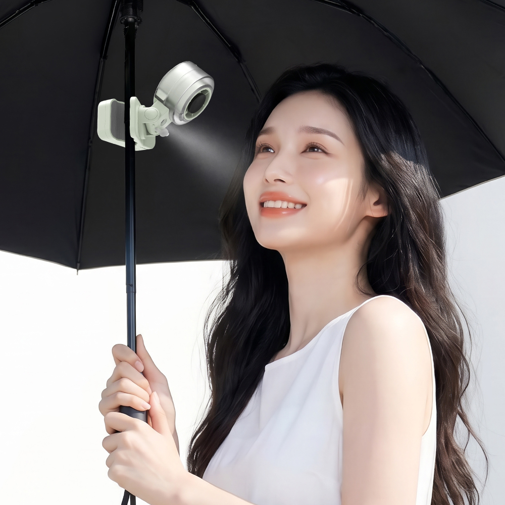 [26년 NEW] 프롬비 선풍기 우산 양산 집게 쿨링 미스트 무선 휴대용 선풍기 FH286 세이지그린 - 상세 이미지 2