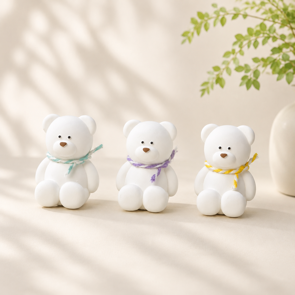 10개 미니 곰 차량용 석고방향제 답례품 결혼식 돌잔치 개업 단체선물 화이트 머스크 - 상품 이미지