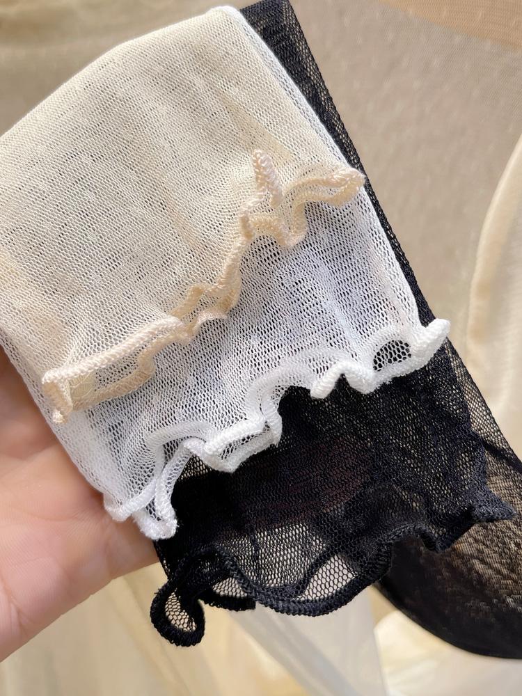 얇은 레이어드용 슬림 빅사이즈 여름 이너 투명 망사 긴팔 티셔츠 반폴라 목폴라 시스루 - 상세 이미지 5