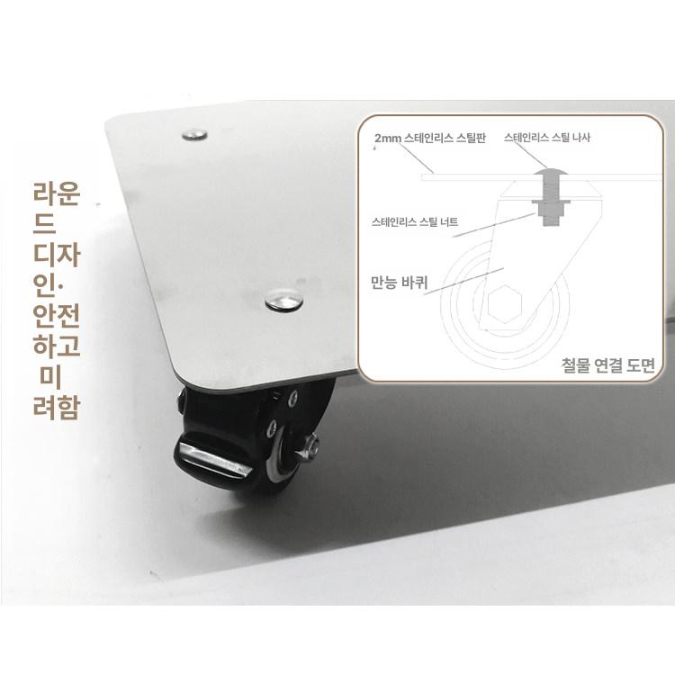 스테인리스 화분받침대 휠 정리대 카트 물받이 캐스터 롤러 운반 바퀴형 브레이크 - 상세 이미지 3