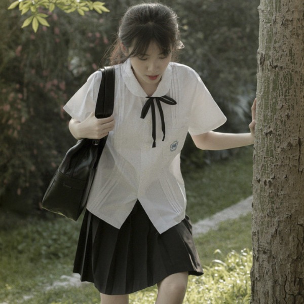 대만 교복 상견니교복 촬영 셔츠 졸업사진옷 여성용 반팔 유니폼 컨셉 - 상품 이미지
