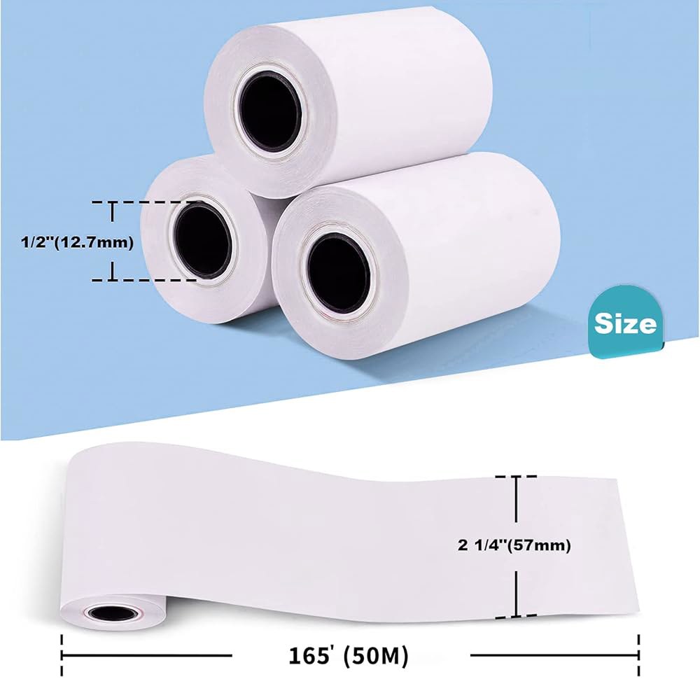 MFLABLE 50 롤 2 1/4 x 165 열지 캐시 레지스터 POS 영수증 용지 2 1/4 x 50' 5 Rolls - 상세 이미지 2