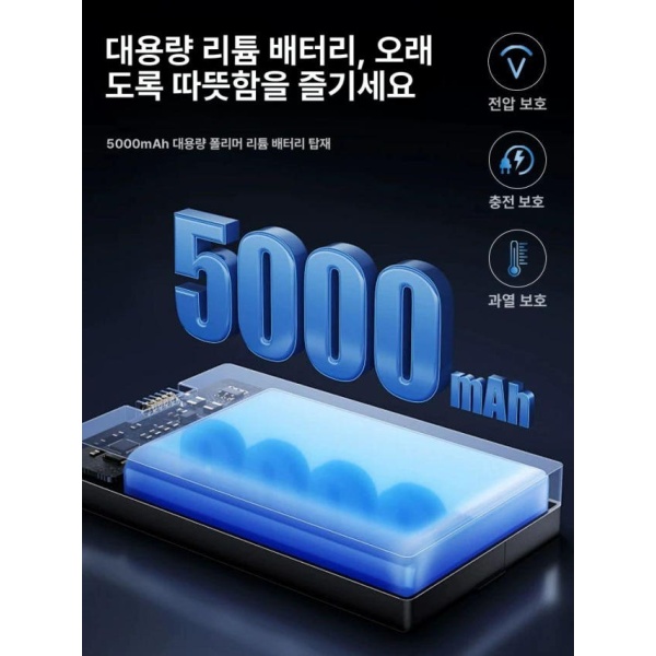 프리미엄 미끄럼방지 방한 라이딩 터치 자전거 오프로드 장갑 분리 블랙그레이 5000mAh 1개 - 상세 이미지 4