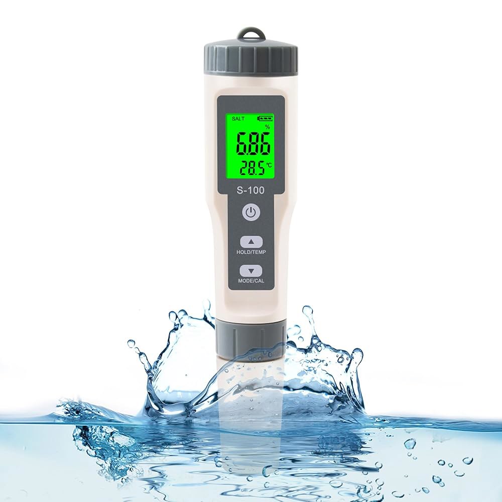 TDS 미터, 4 in 1 물 테스트기 / 소금 템프 EC LCD 백라이트가 장착된 고정밀 미터 디지털 테스트기, 수경 재배, 와인, 수영장 및 수족관용 풀 테스트 키트 염도 - 상품 이미지