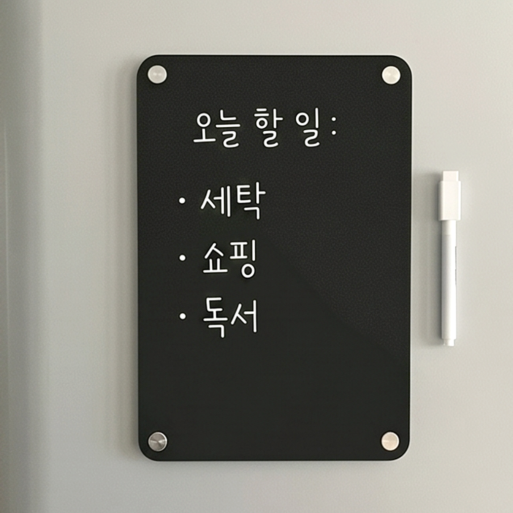 냉장고 자석 보드판 컬러 아크릴 투명 붙이는 메모보드 블랙 20x30cm 이미지 7