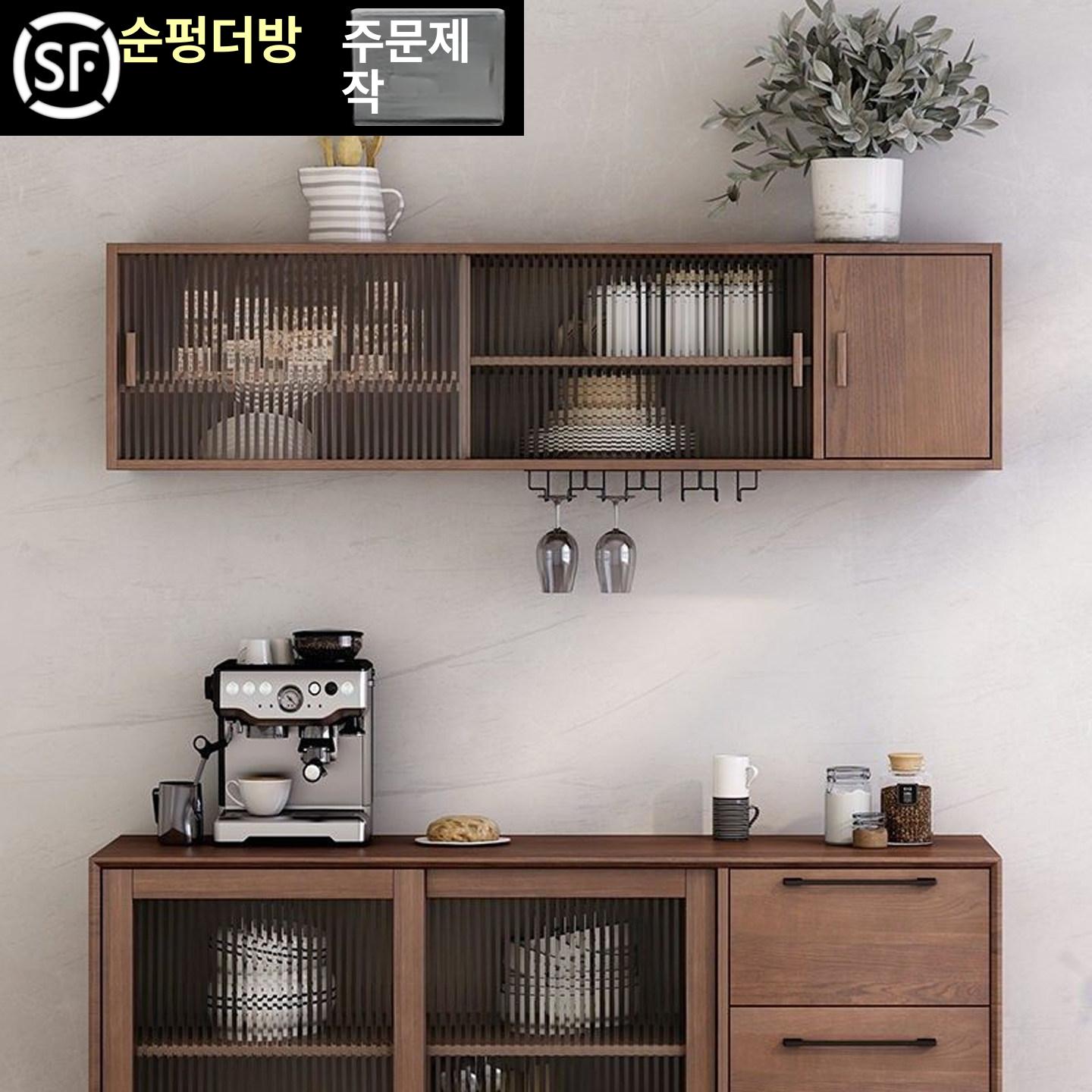 원목 상부장 벽걸이 주방 수납장 그릇장 선반 엔틱 C4 내추럴 100cm 33.5cm A 조립형 - 상세 이미지 2