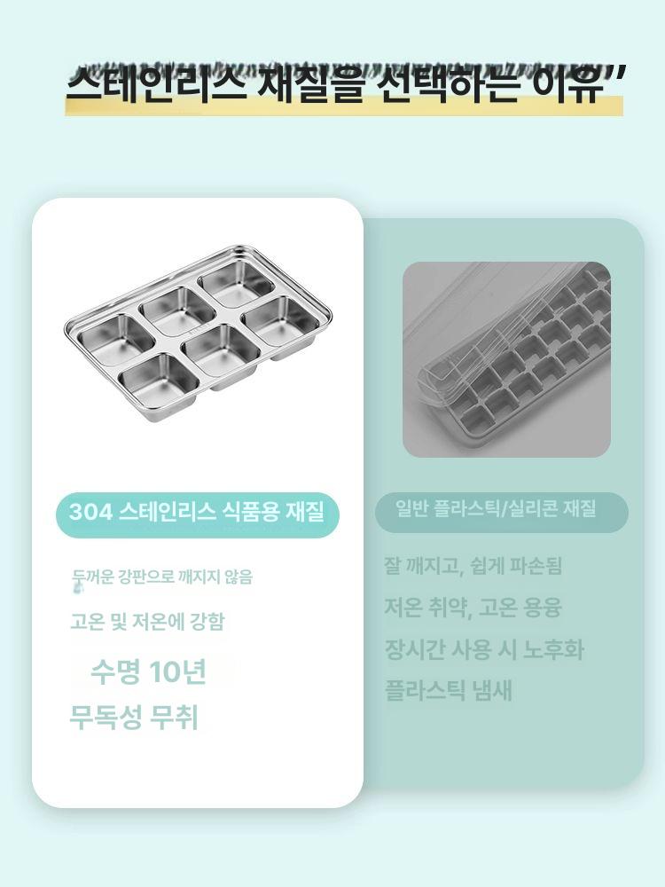 스테인리스 얼음틀 아이스큐브 하이볼 위스키용 세트 사각 몰드 실리콘 아이스볼 - 상세 이미지 2