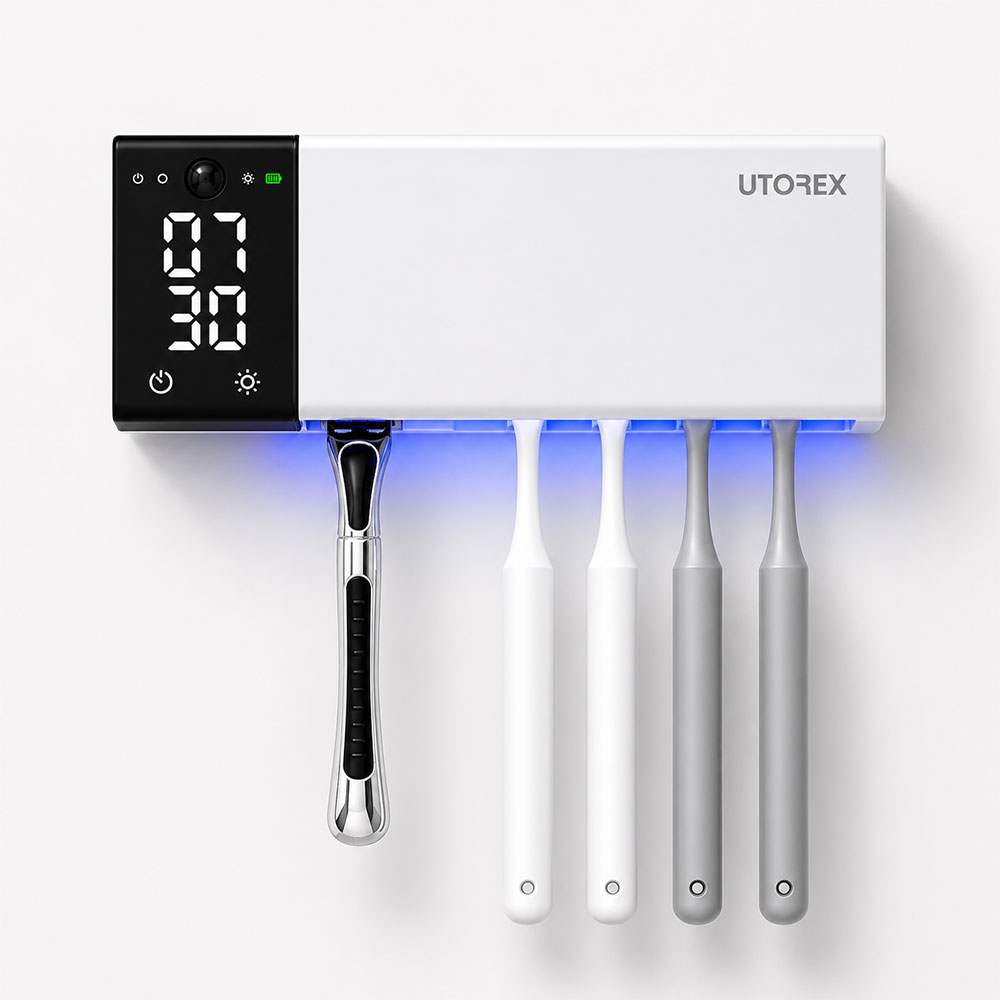 유토렉스 UV-C살균 히팅건조살균 송풍건조 벽걸이 무선칫솔살균기 네오큐브 화이트 1+1 - 상세 이미지 2