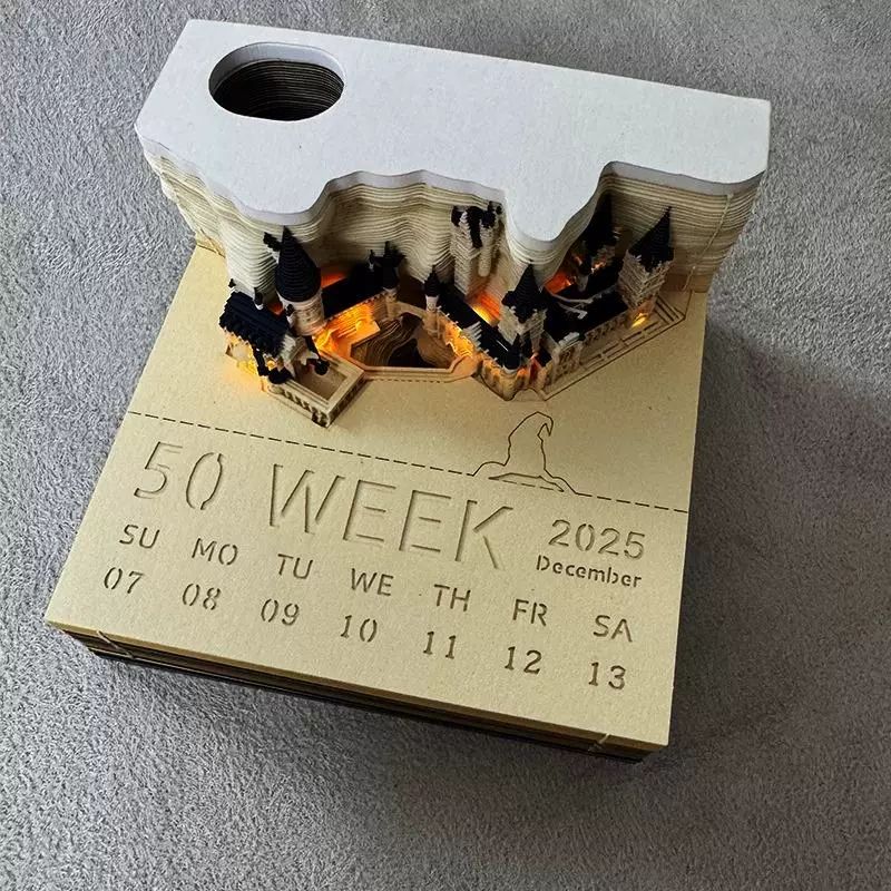 3d 캘린더 크리스마스 입체달력 메모 신년 장식 선물 탁상달력 조명 인테리어 디자인 - 상세 이미지 3