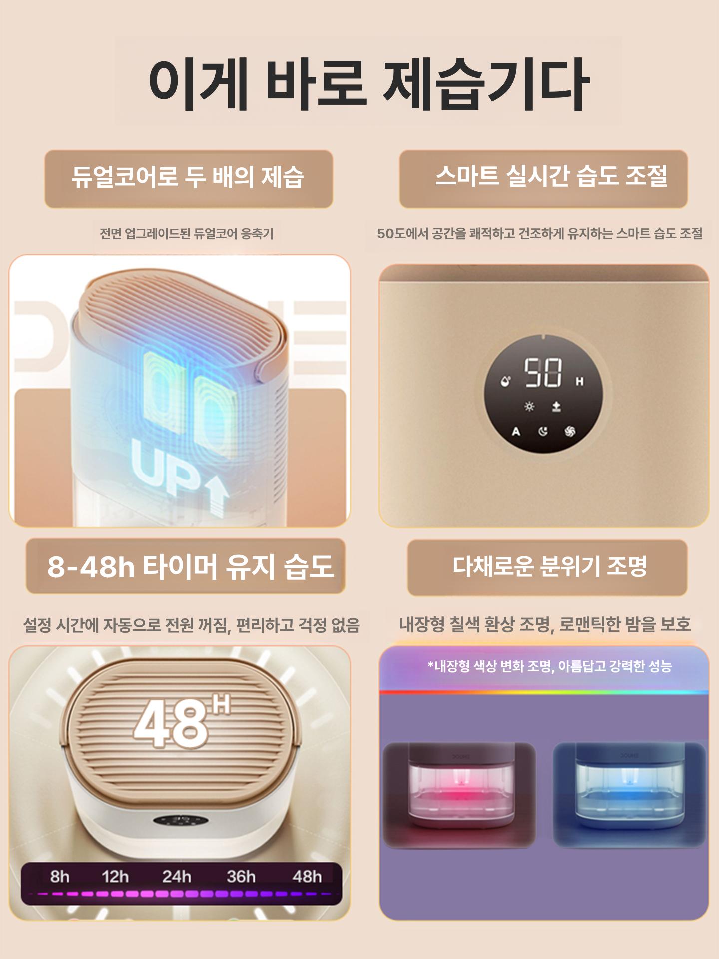 무소음 충전식 차량용제습기 탁상용 화장실용 캠핑용 지하실 옷장제습기 건조 욕실용 - 상세 이미지 2