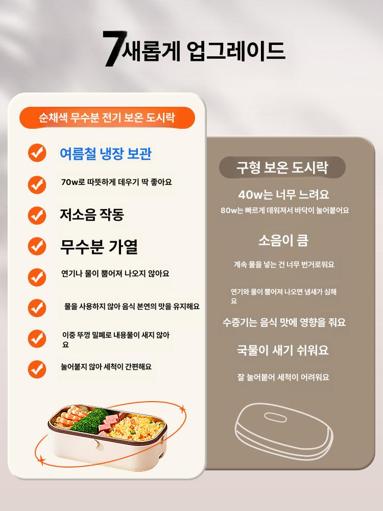 직장인 스팀가열도시락 전기도시락 전기가열보온도시락 보온용기 점심 발열 밀폐 - 상세 이미지 2