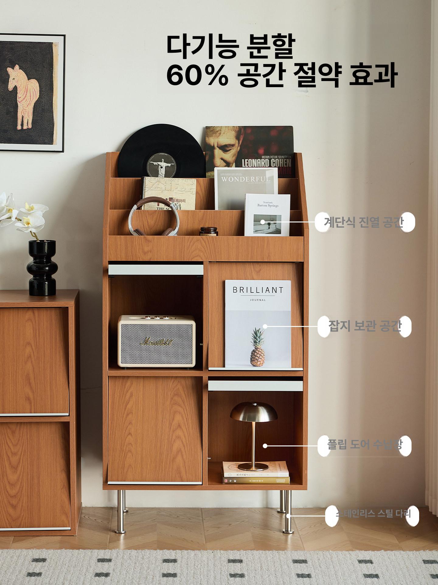 전면 거치대 잡지꽂이 북선반 도서 디스플레이 북카페 레스토랑 매거진렉 진열장 - 상세 이미지 2