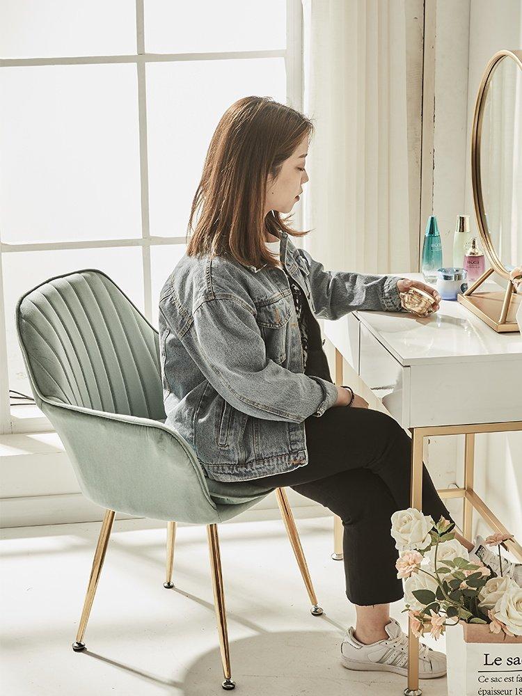화장대 인테리어의자 벨벳 럭셔리 등받이 파우더룸 네일샵 스툴 드레스룸 바퀴 다용도 - 상세 이미지 4