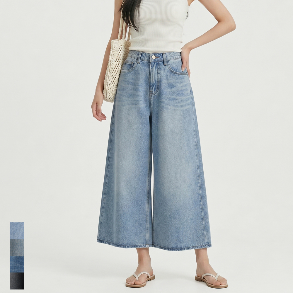 네이버 큐즈 여성 여름 청바지 버뮤다 와이드 8부 하이웨스트 연청 중청 흑청 빅사이즈