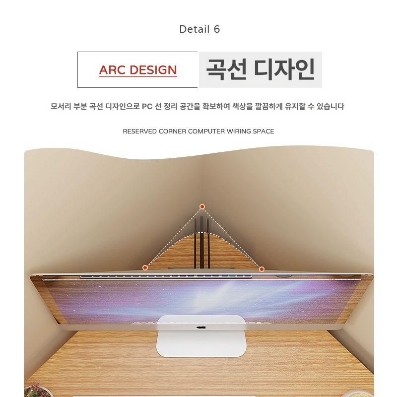 모서리 틈새 코너 책상 북미오크 투명 원목 화장대 수납 거실 침실 모듈식 삼각 데스크 - 상세 이미지 5