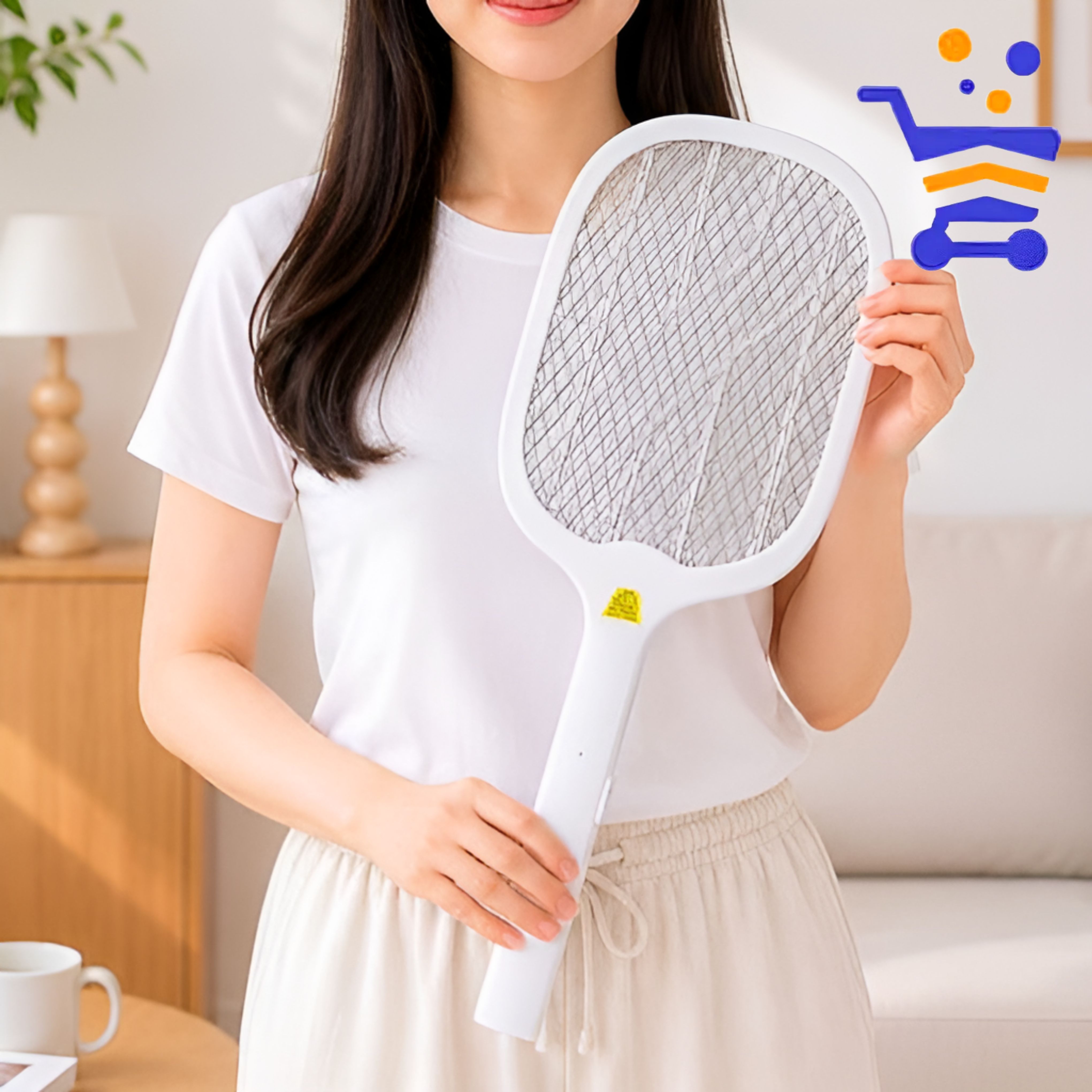 버그킬러 건전지 모기채 화이트 - 상품 이미지