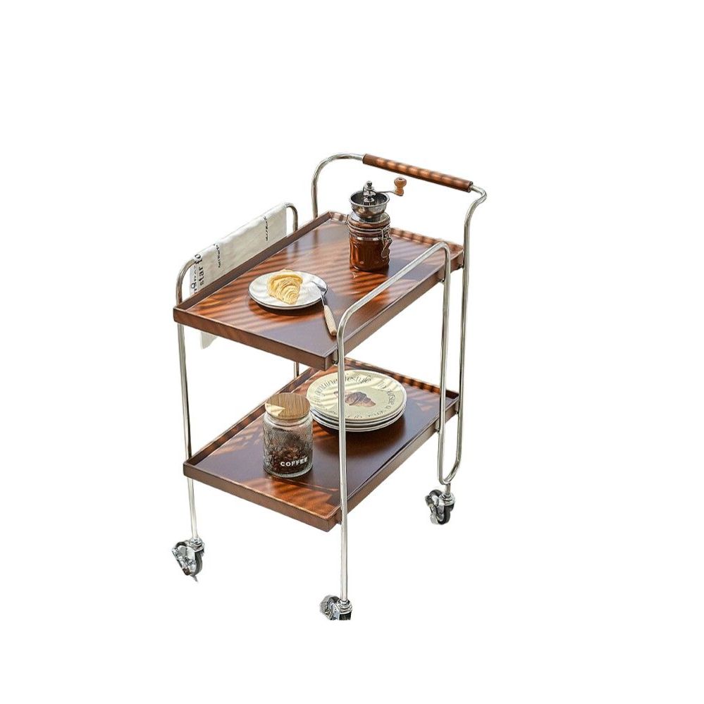 원목 이동식 사이드 테이블 빈티지 수납 카트 거실 협탁 체리 L61 x W39 x H76cm - 상품 이미지