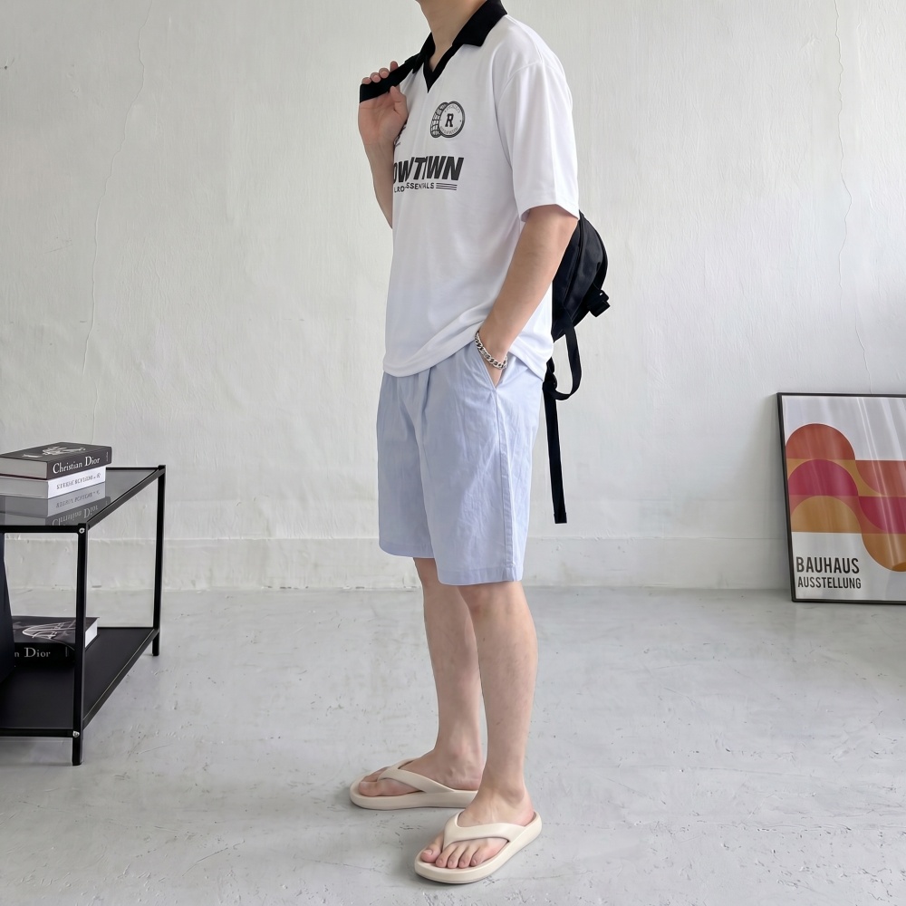 치노 린넨 남자면반바지 밴딩 5부 6부 여름 투턱 버뮤다 - 상세 이미지 4
