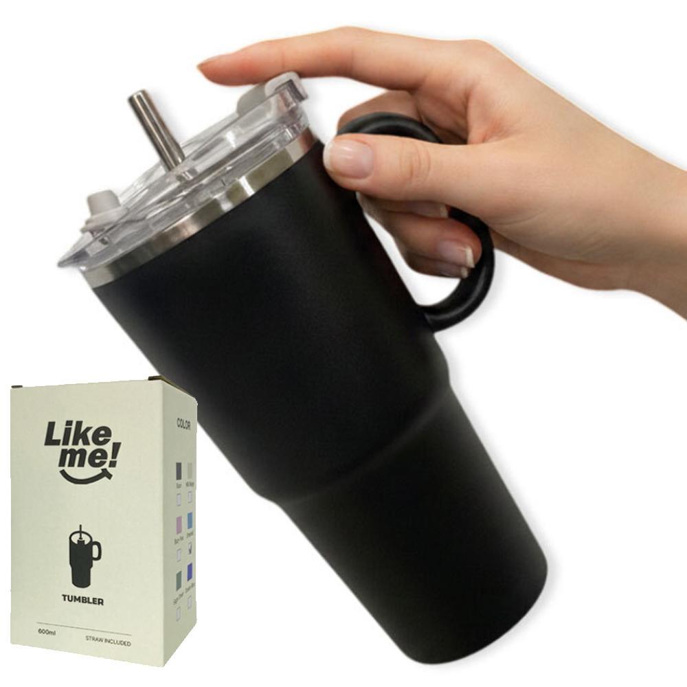 스텐 손잡이 텀블러 빨대 머그컵 휴대용 보온보냉 600ml 단체 답례 선물 - 상세 이미지 2