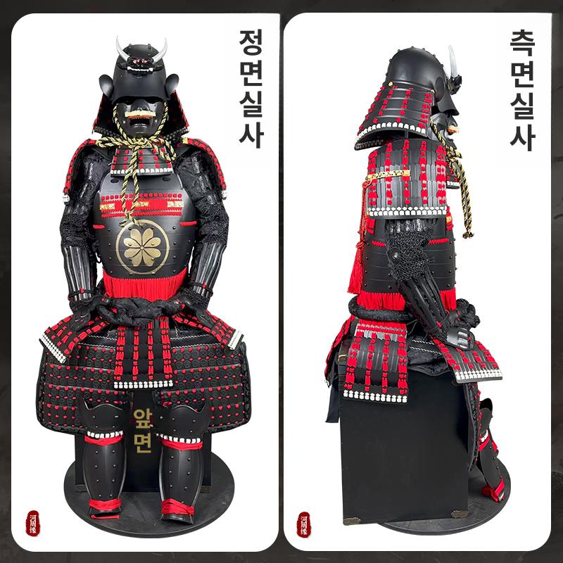 일본 무사 갑옷 코스튬 전통 철갑 장군 의상 무대 공연 예술 착용 복장 - 상세 이미지 2