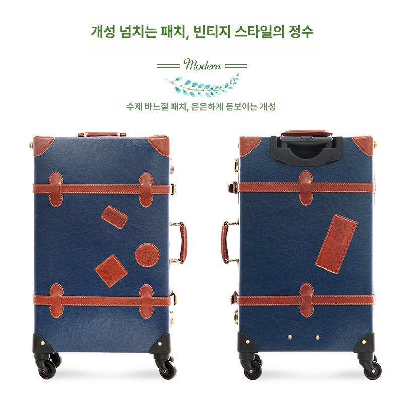 복고풍 클래식캐리어 가죽 여행가방 기내용 레트로 수하물 비행기 인테리어 출장 - 상세 이미지 3