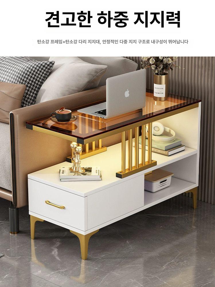 거실 소파 옆 협탁 침대 옆 테이블 책장 선반 원목 철제 모서리 틈새용 이동식 좌식 - 상세 이미지 4