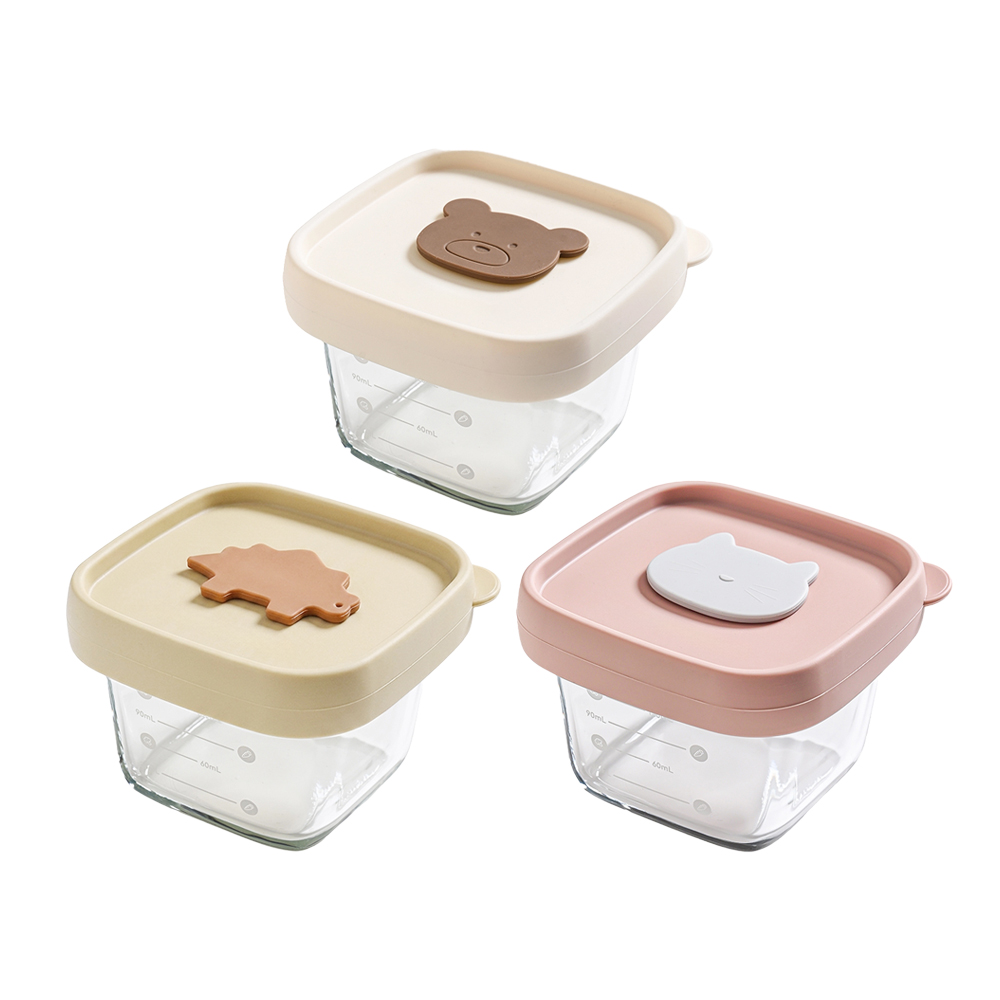 주니 이유식 보관 밀폐 용기 3종 세트 유아 아기 유리 공병 간식통 150ml - 상품 이미지