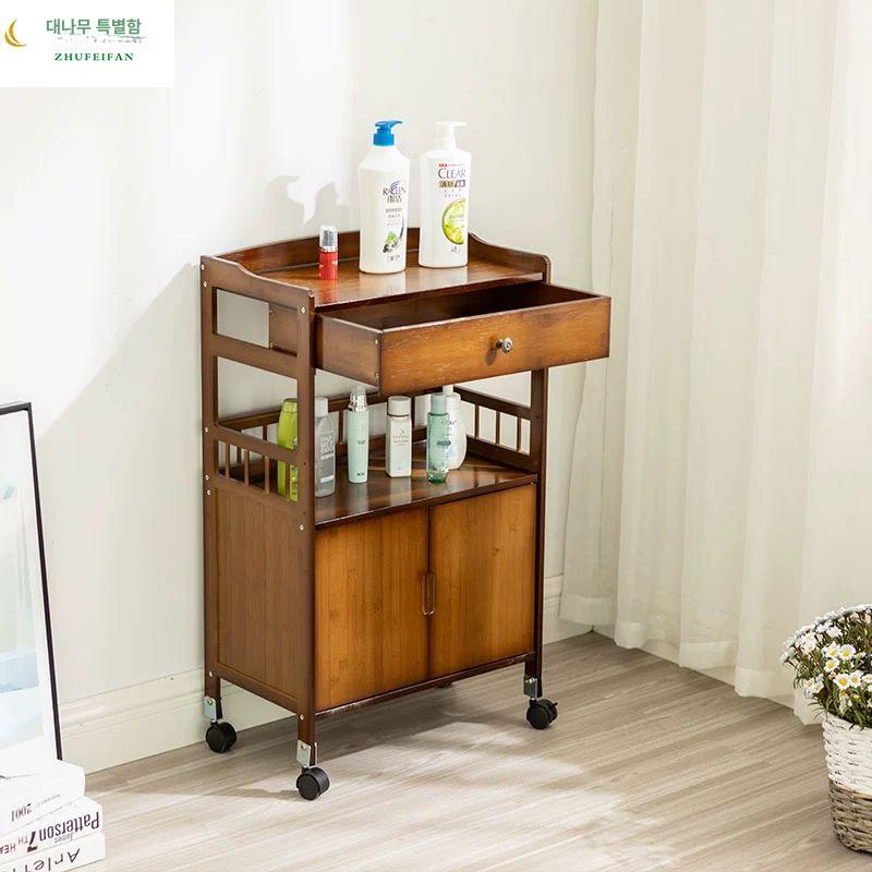 엔틱 서빙카트 이동식카트 가정용 다용도 호텔 주방카트 우드트롤리 식당카트 바퀴 - 상세 이미지 3