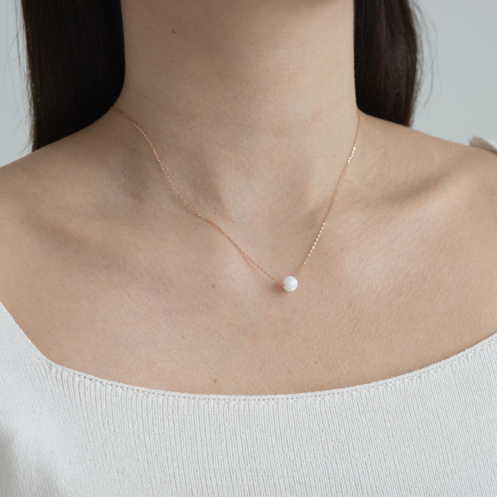 14k 6mm 합성오팔 목걸이 OPPN0204 - 상세 이미지 5