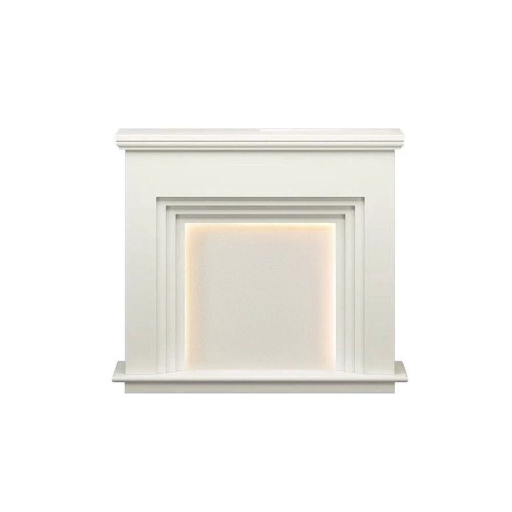 벽난로 장식장 조명 내장 거실 인테리어 벽면 수납장 화이트 110 L x 26 W x 100 - 상품 이미지