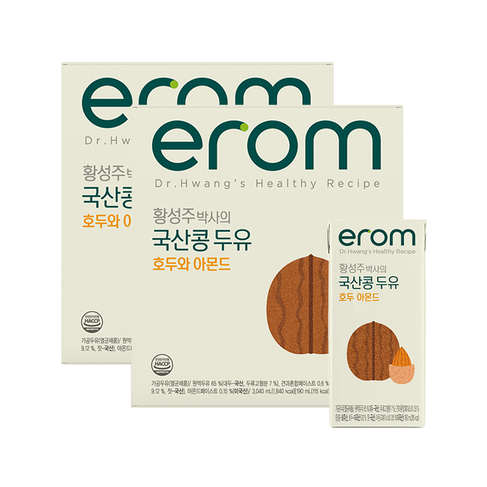 이롬두유 황성주박사의 국산콩두유 호두아몬드두유, 190ml, 32개 - 상품 이미지