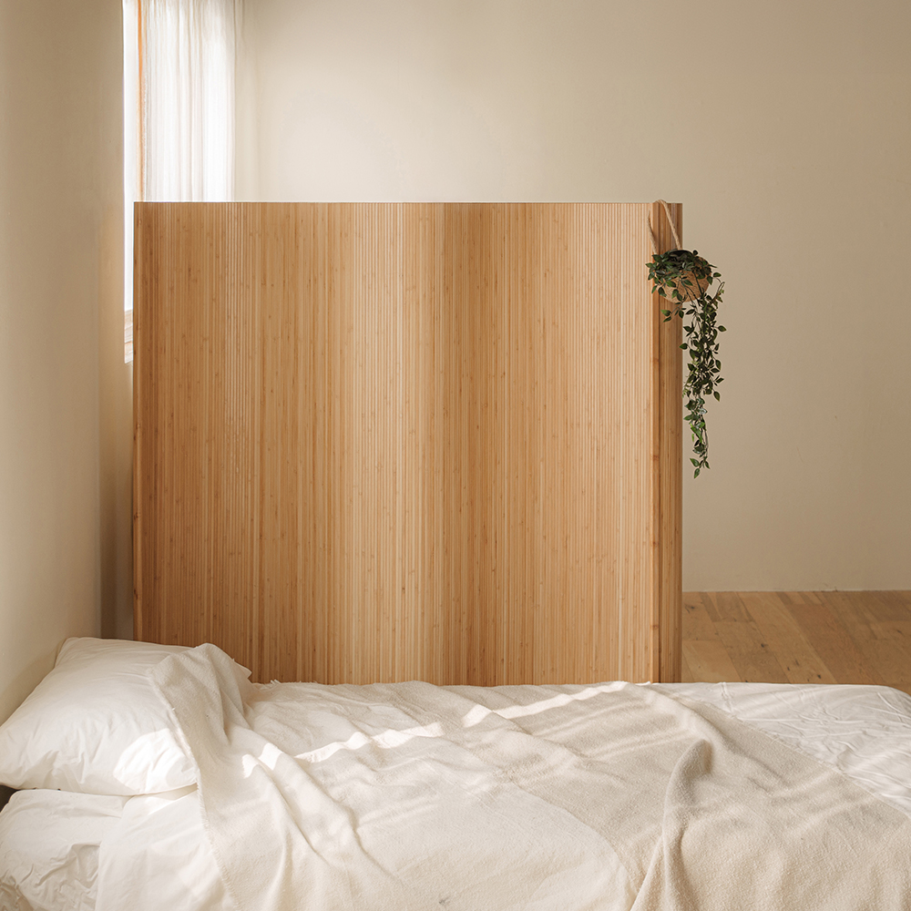헤세 원목 룸 디바이더 롤러블 공간분리 가벽 파티션 2100x1500mm, 내추럴 이미지 6