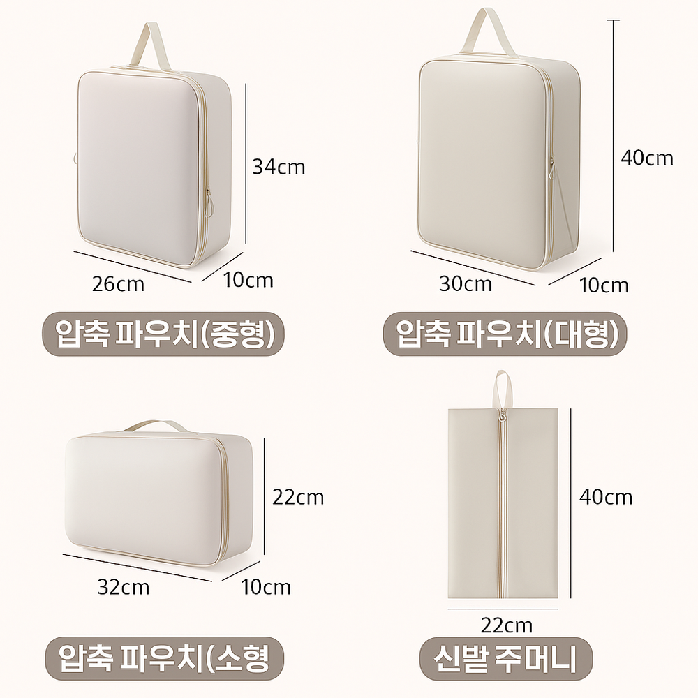 여행용압축파우치 여행용 출장용 캐리어수납 압축가방 파우치 6종세트 - 상세 이미지 4