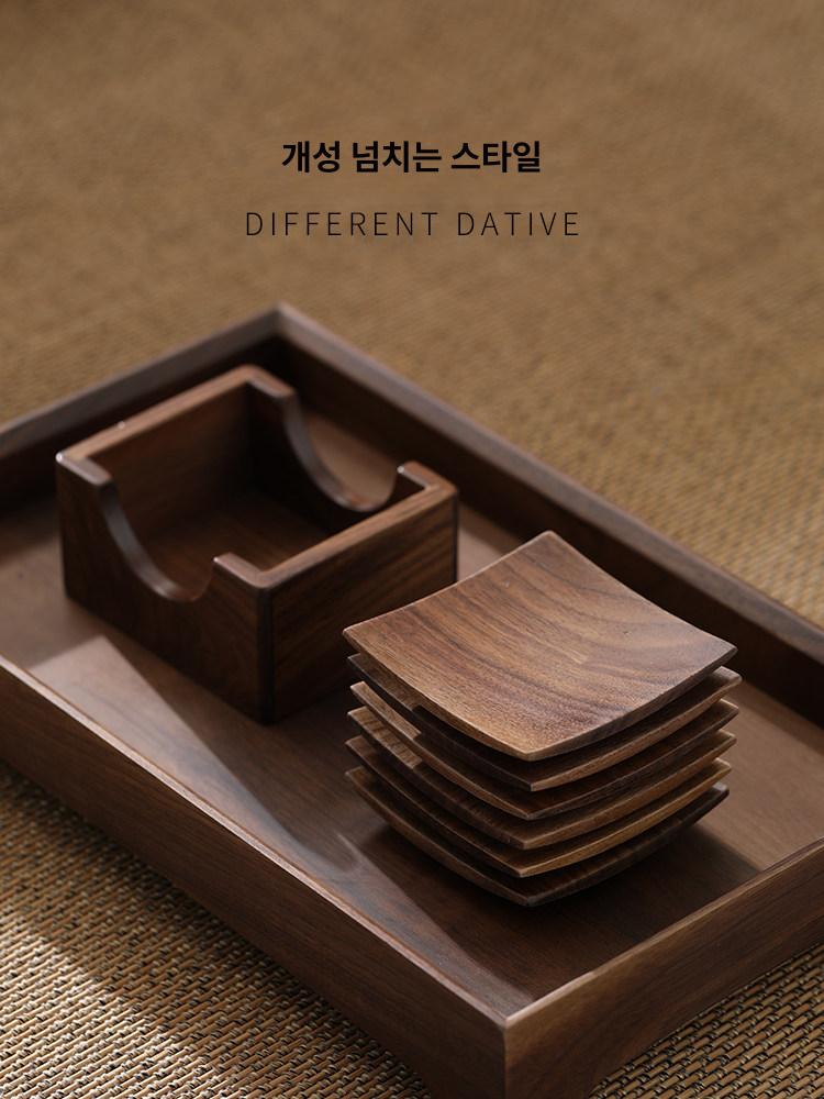 식당 사각쟁반 블랙월넛 흑호두 나무쟁반 플레이팅 서빙 홈카페 - 상세 이미지 4