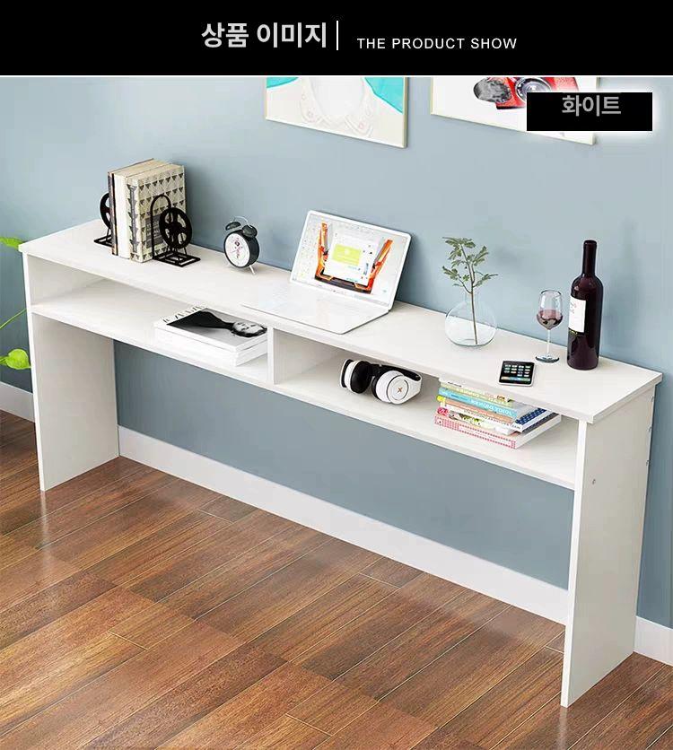 침대옆 좁은 책상 높이조절 긴 테이블 라이트 선반 침실 책장 책읽기 - 상세 이미지 5