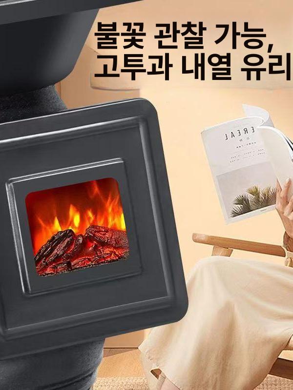 캠핑용 주물화목난로 주철 탁상 연통 장작 스토브 난방 무쇠 감성 실내용 벽난로 - 상세 이미지 4