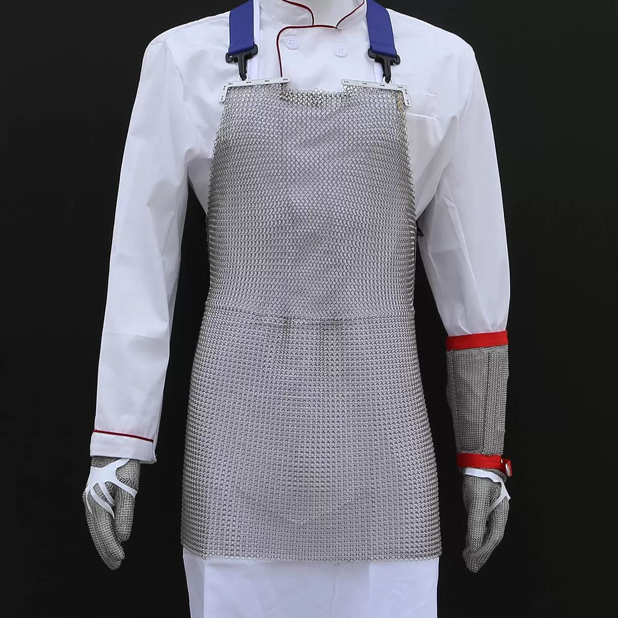 작업용 앞치마 철 메쉬 찔림방지 육가공 와이어 매쉬 그물형 안전복 도축업 보호대 - 상품 이미지