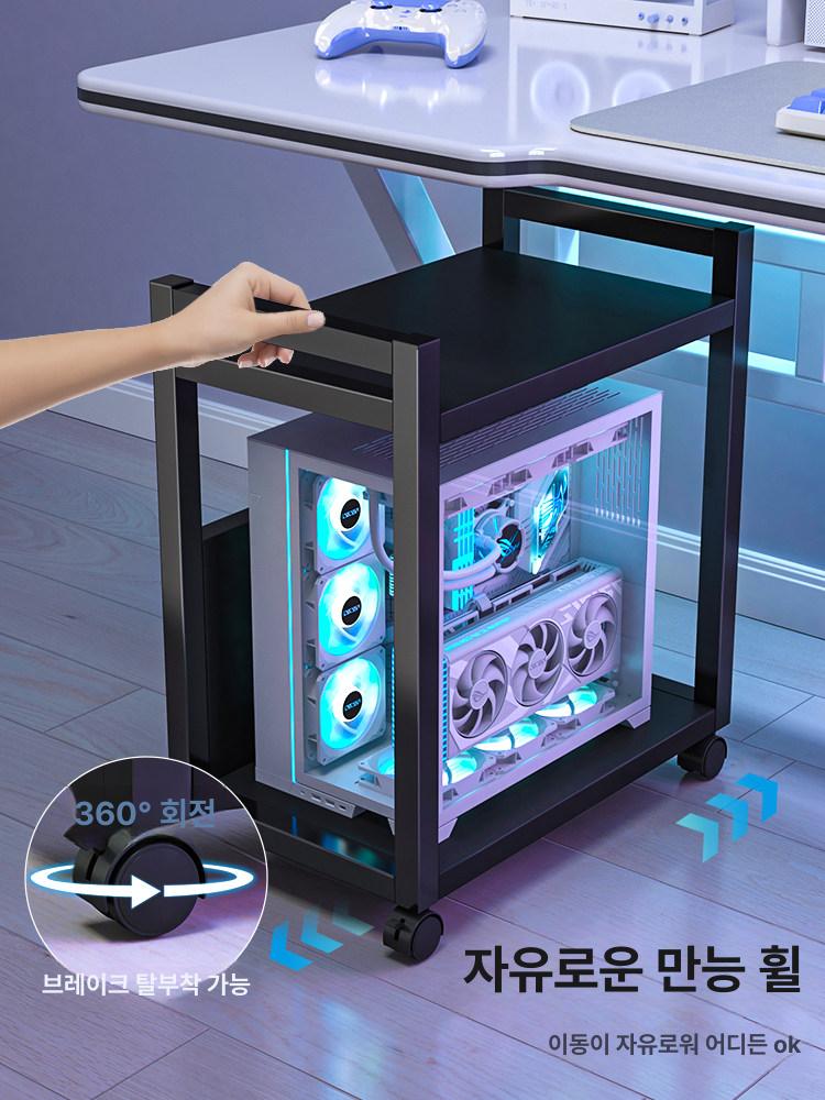 컴퓨터 데스크탑거치대 원목 깊이 노트북 높이 바퀴형 정리 받침대 수납 너비 사무실 - 상세 이미지 4
