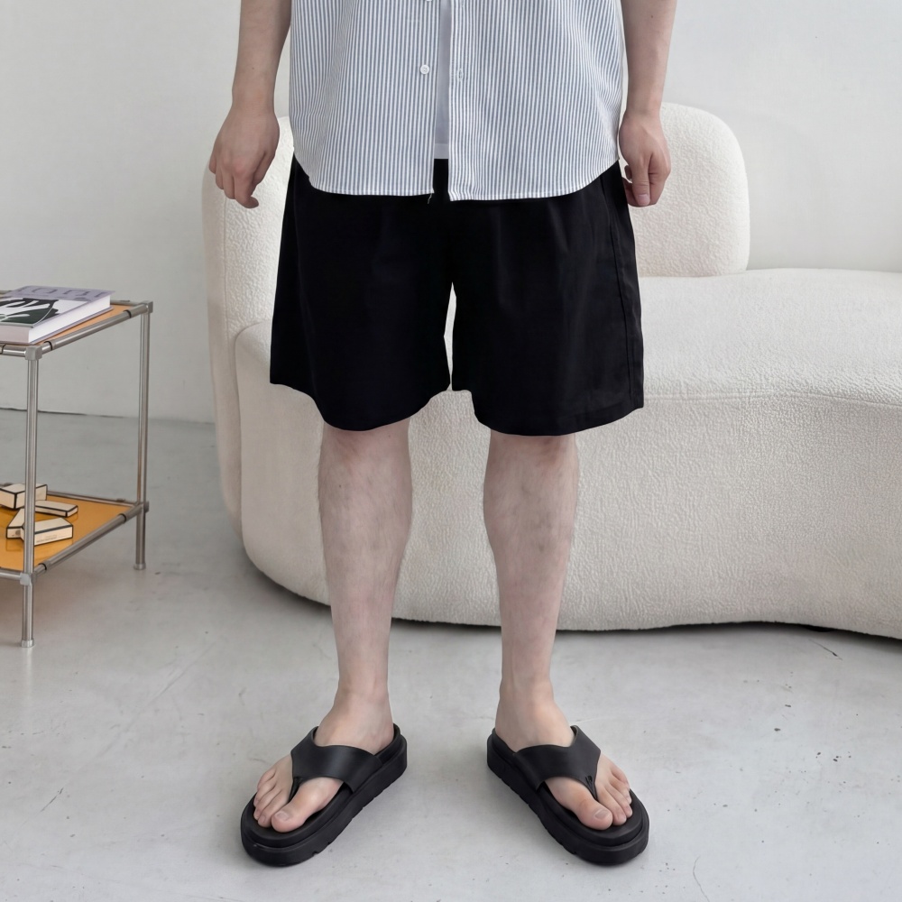 치노 린넨 남자면반바지 밴딩 5부 6부 여름 투턱 버뮤다 이미지 7