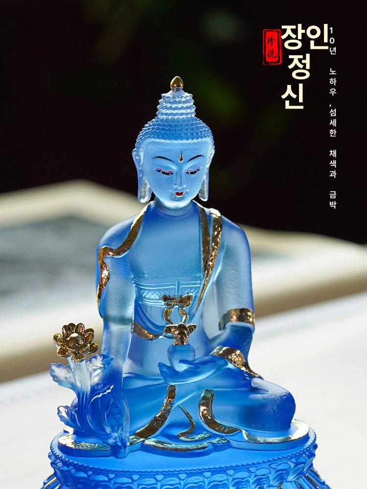 유리광 불상 반가사유상 나무 장식품 가정용 관세음보살상 부처님상 부처상 목각 - 상세 이미지 2