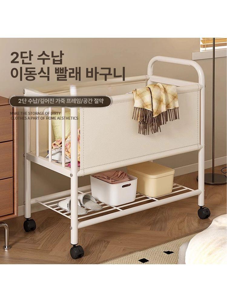 바퀴 빨래바구니 이동식 대용량 빨래 다용도 트롤리 틈새 바구니 수납함 올스텐 세탁 대형 - 상세 이미지 2