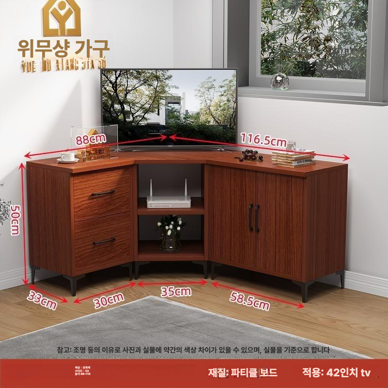 삼각 코너 수납장 화이트 침실 거실 선반 캐비닛 모서리 수납 정리 장식장 - 상세 이미지 4