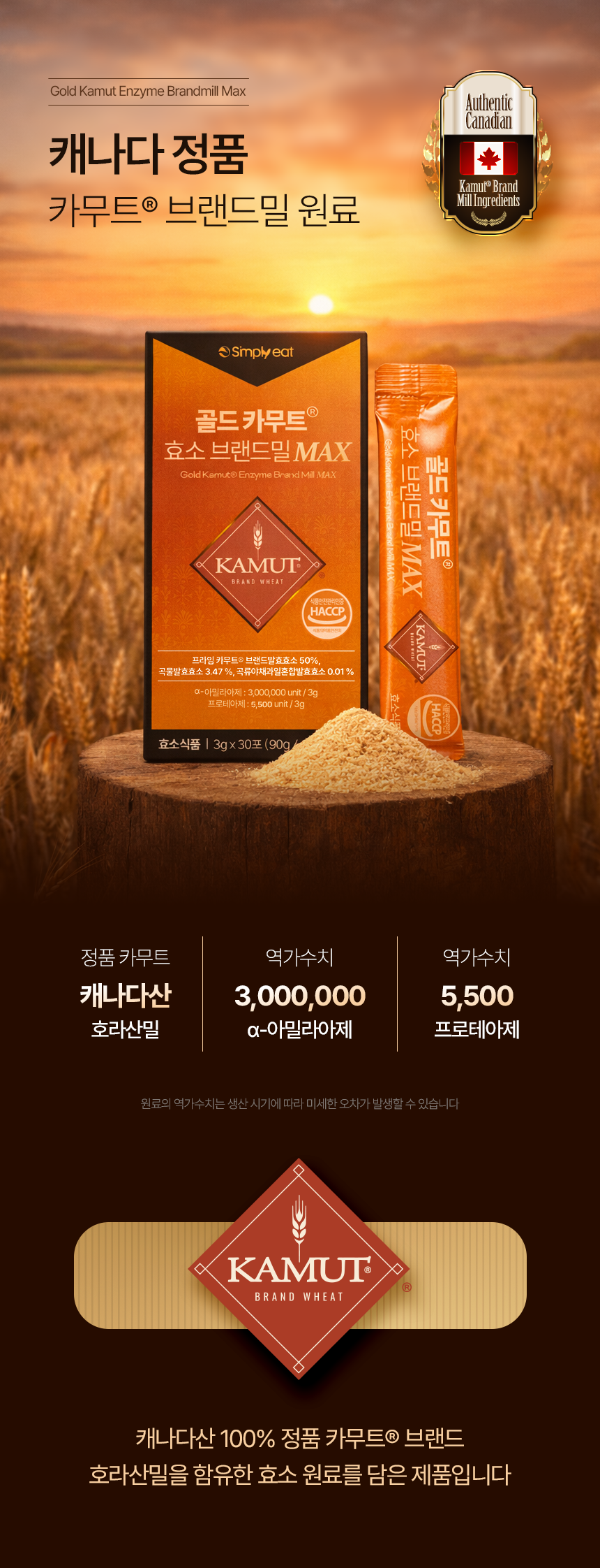 심플리잇 골드 카무트효소 브랜드밀 MAX 식약처인정 HACCP 300만 30포, 8개 - 상세 이미지 2