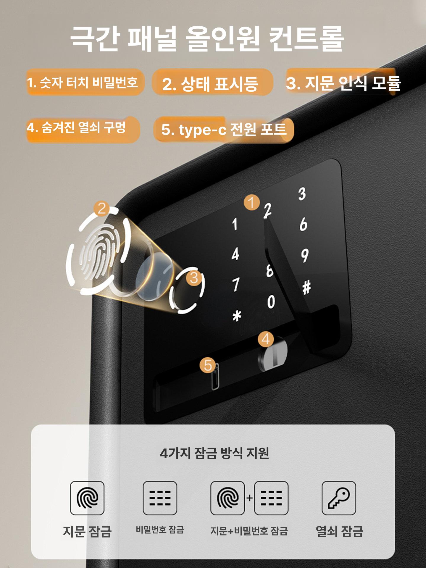 지문인식 디지털 금고 사무실 현금보관 강철 보안함 비밀번호 미니형 가정용 - 상세 이미지 2