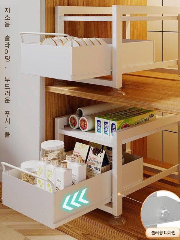 틈새장 서랍장 미니수납장 주방수납장 1단 부엌 틈새수납장 슬라이딩 정리함 슬림 다용도 거실 - 상세 이미지 5
