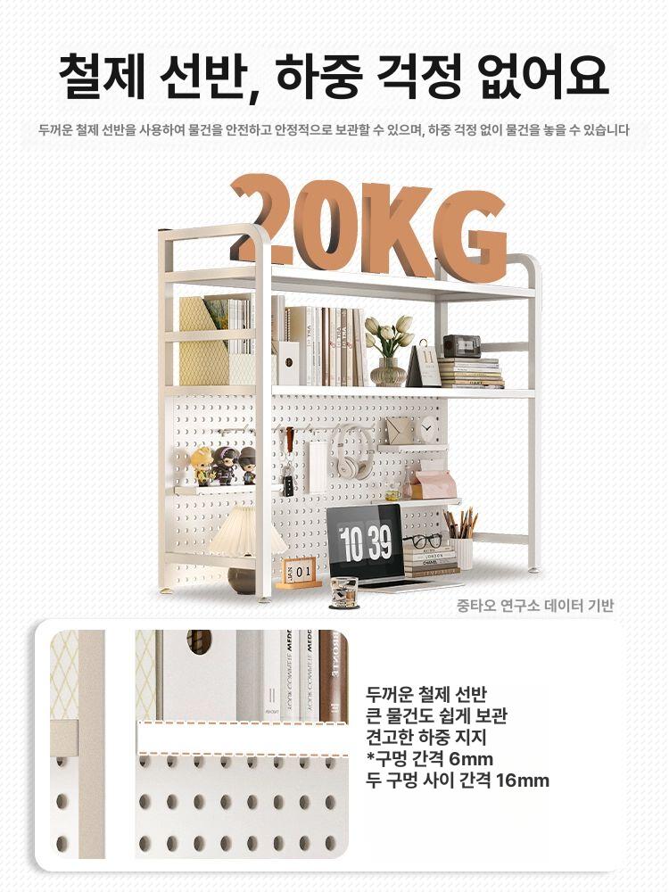 정리대 책상타공보드 다층 걸이대 이중층 철판 사무실 홀보드 문구걸이 - 상세 이미지 4